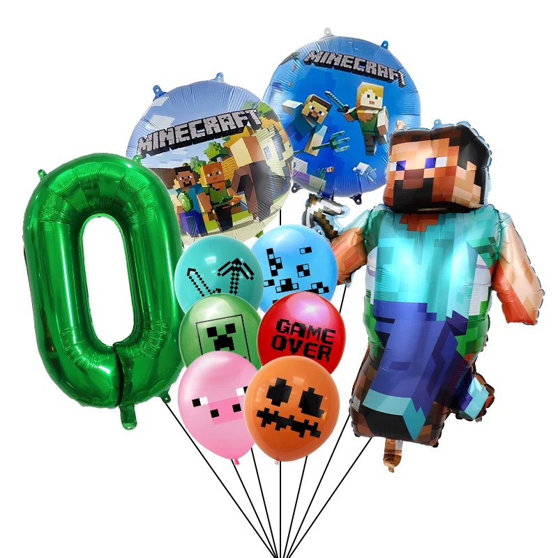 Minecraft Themed Balloons Set (Number 0)