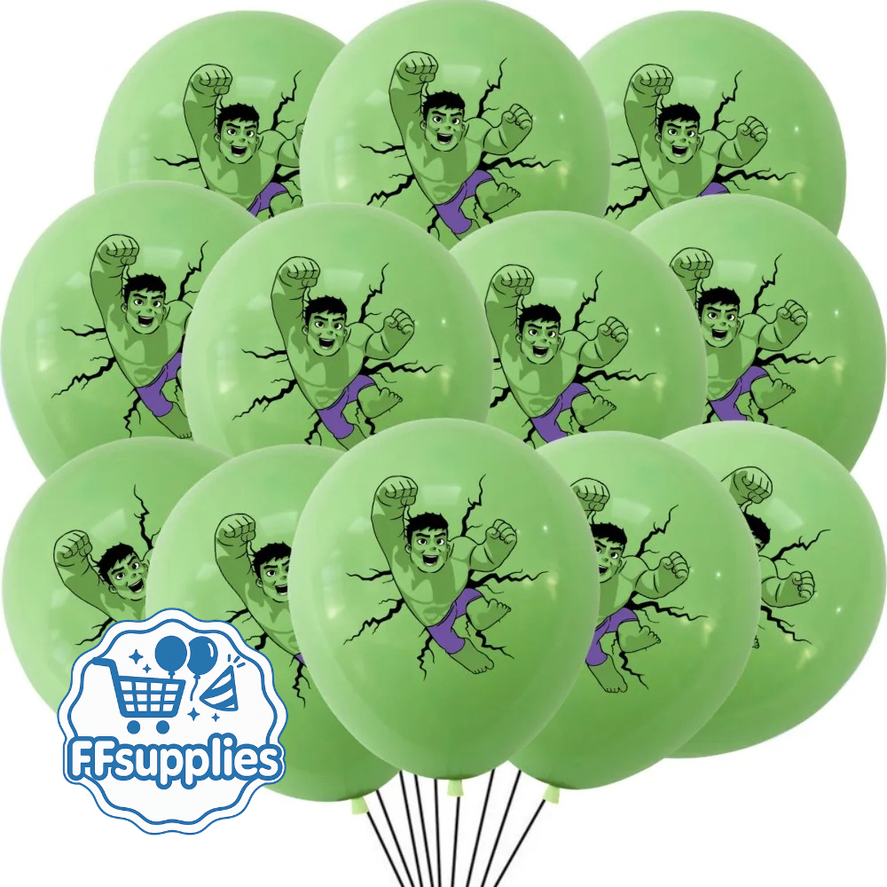 Hulk-Themed Green Balloons 12 Pieces