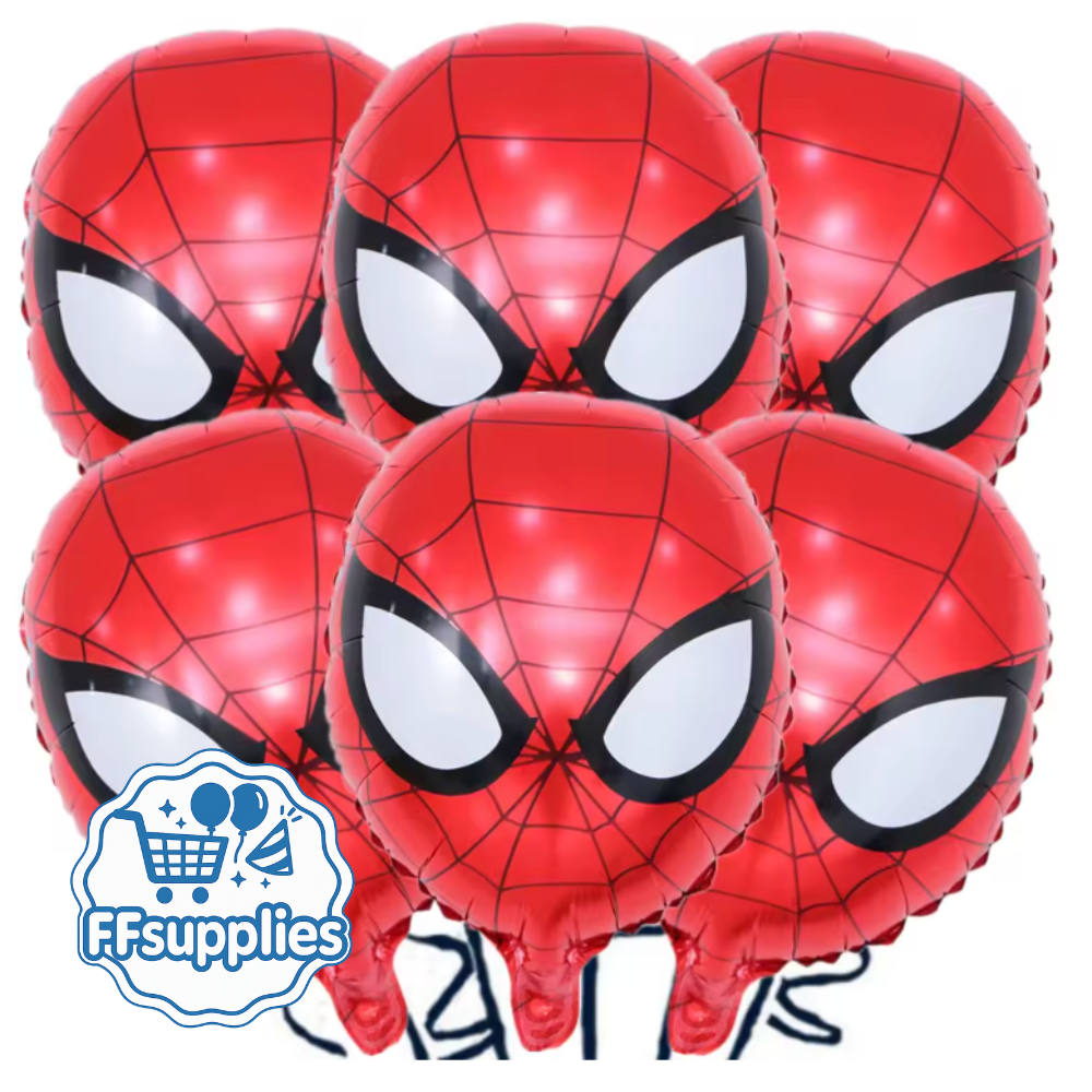 Spiderman Face Balloons 6 Pieces