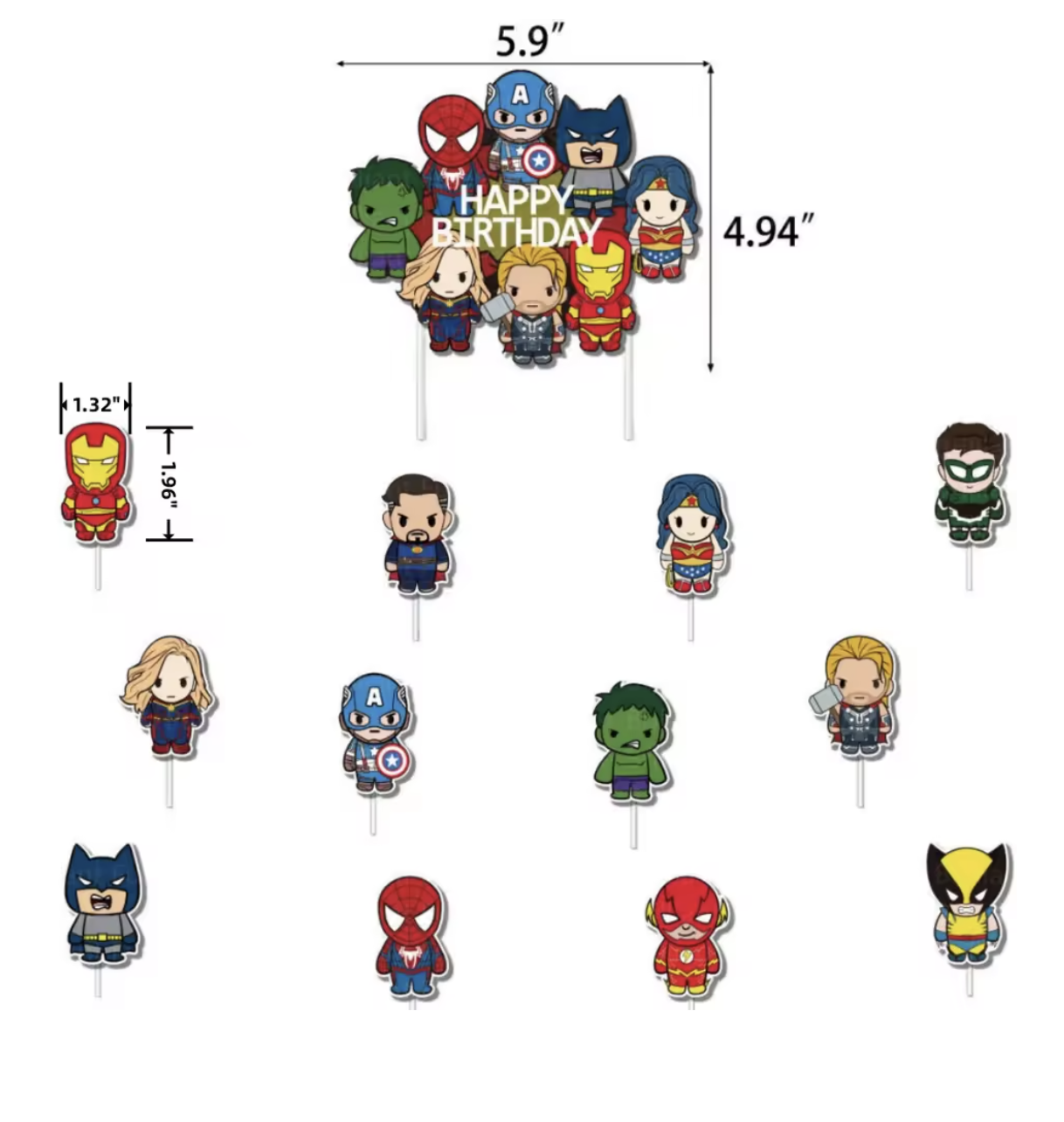 Superhero Cake Toppers 13Pcs