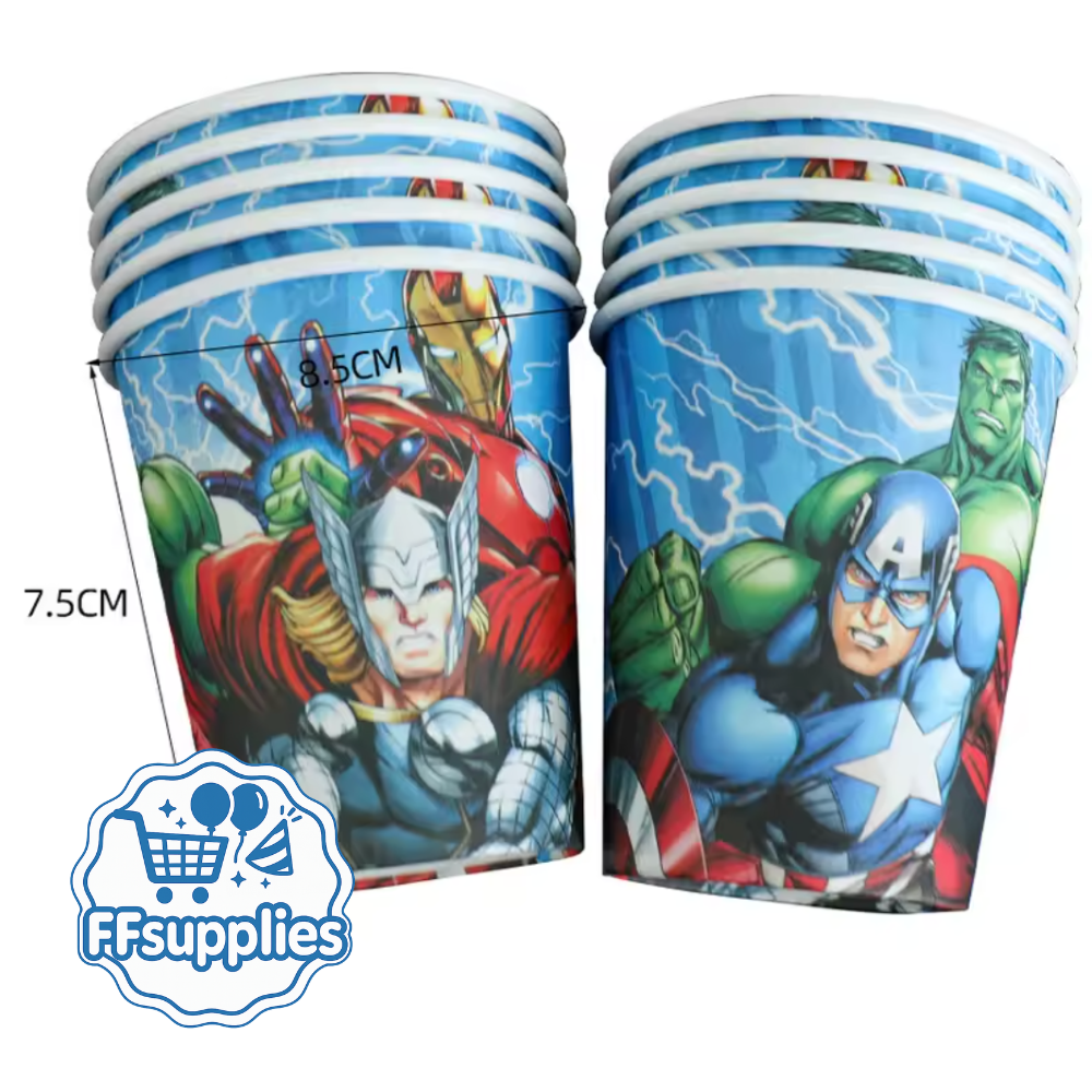 Set of 10 Superhero Themed Party Cups