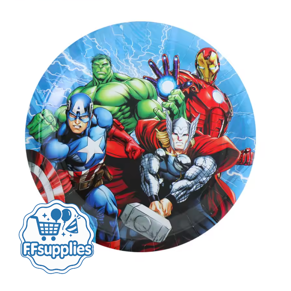 Set of 10 Superhero Themed Party Plates