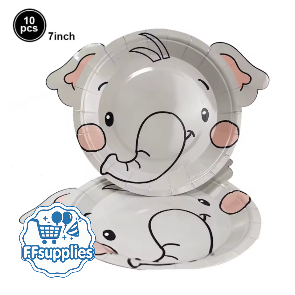 Elephant Paper Plates - 10 Pieces