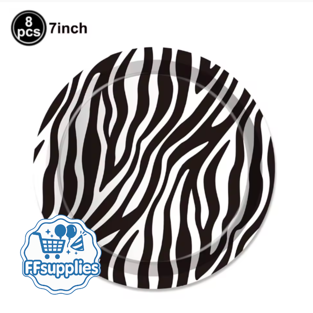 Zebra Stripe Paper Plates - 8 Pieces
