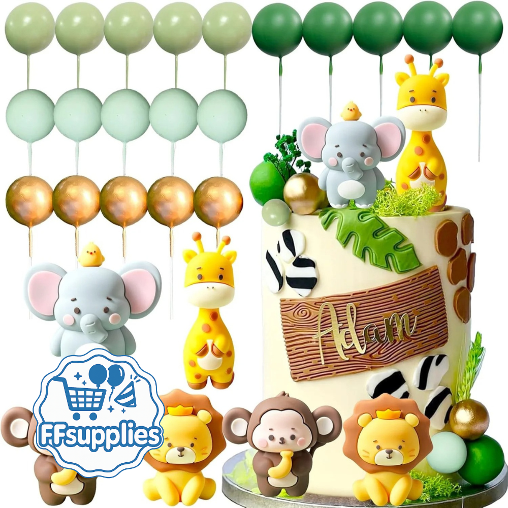 Safari Themed Cake Topper Set - 24 Pieces