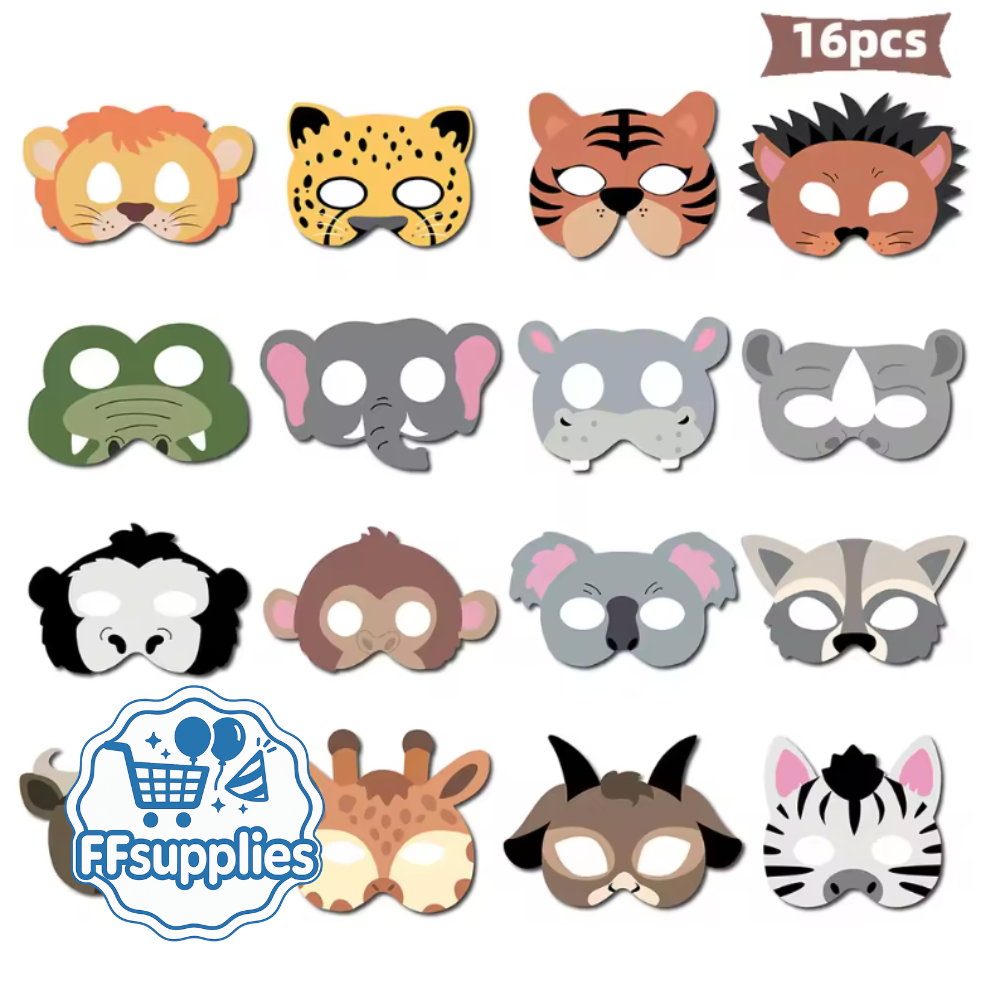 Animal Face Masks - 16 Pieces