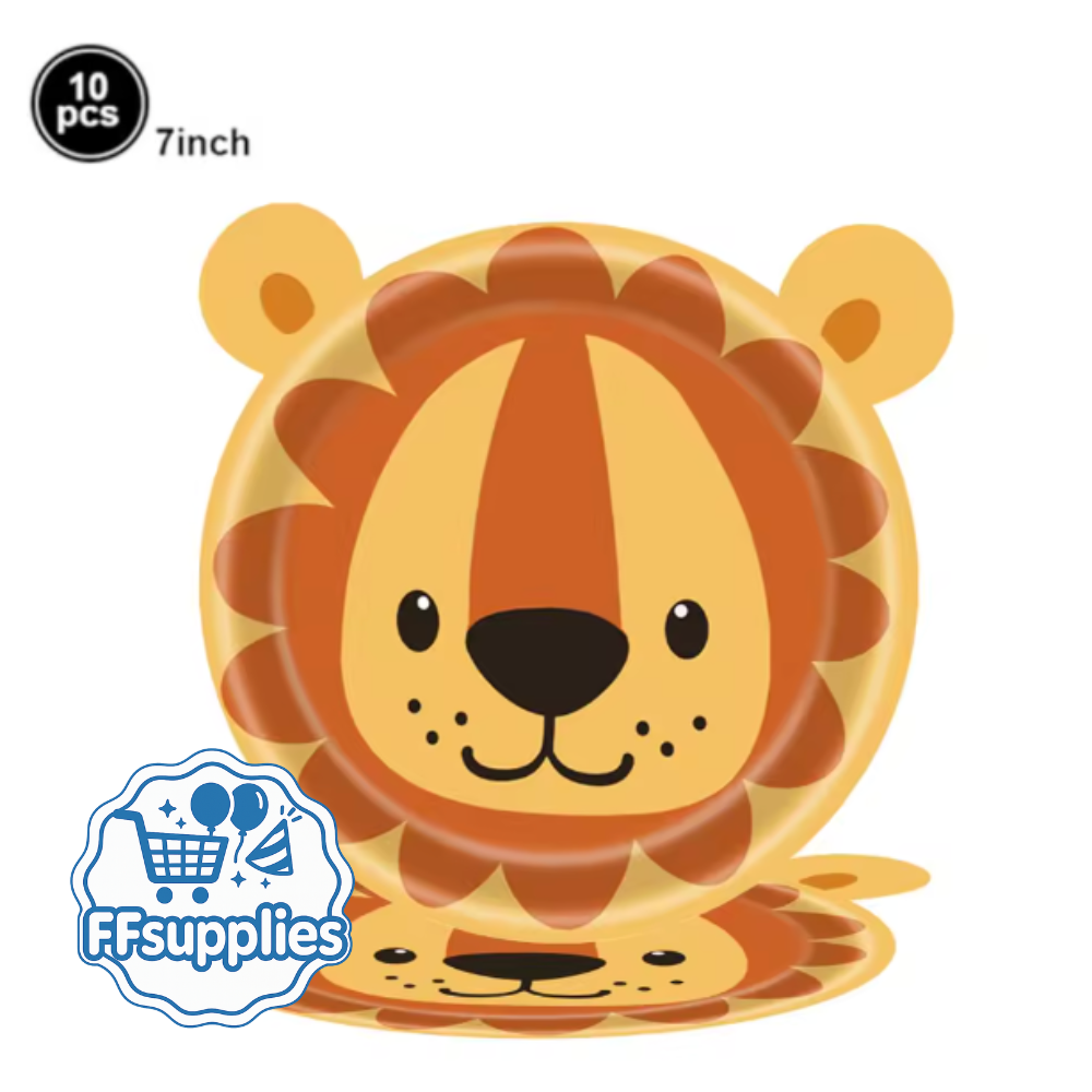 Lion-themed Party Plates - 10 Pieces
