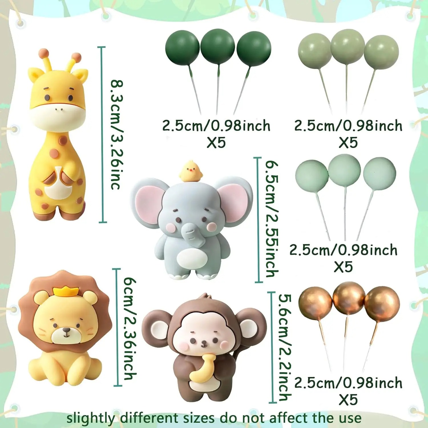 Safari Themed Cake Topper Set - 24 Pieces