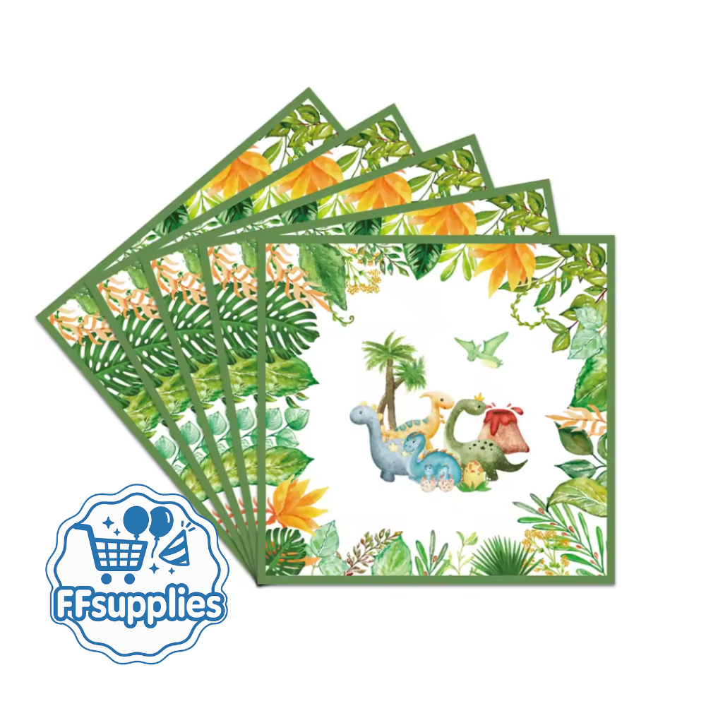 Dinosaur Themed Paper Napkins 20 Pieces