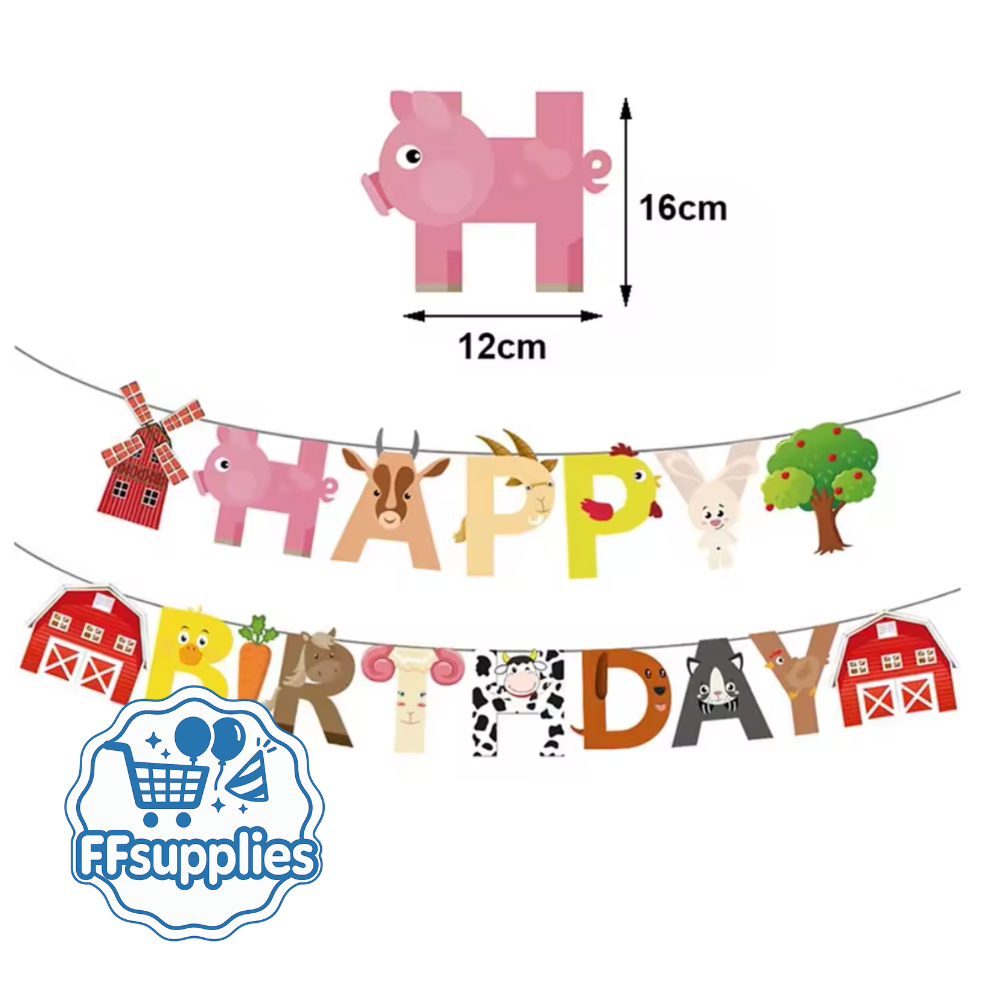 Farm Animal Happy Birthday Banner
