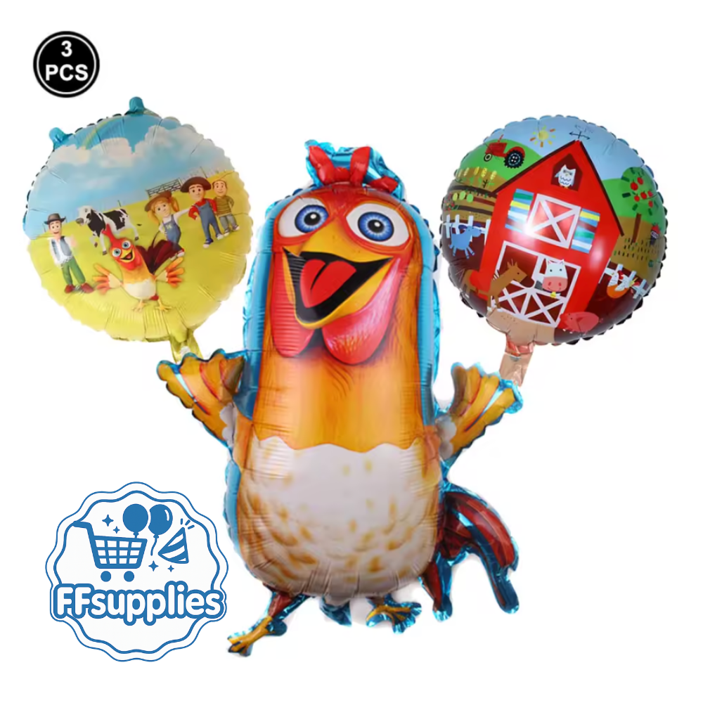 3 Pieces Chicken-Farm Themed Balloons