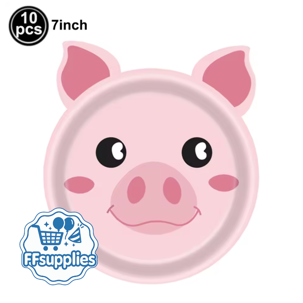 10 Pack Pig Face Paper Plates