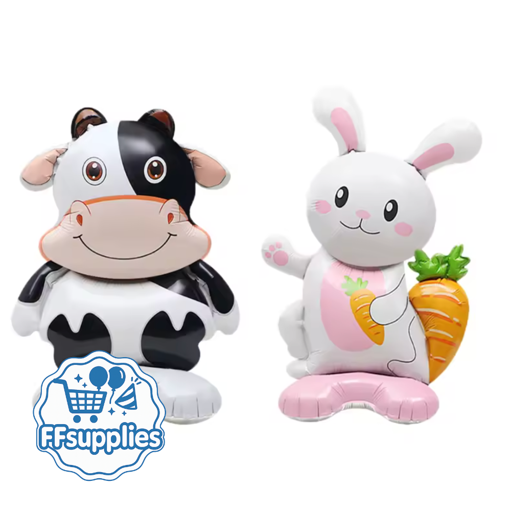 2Pcs Cow and Rabbit Balloons