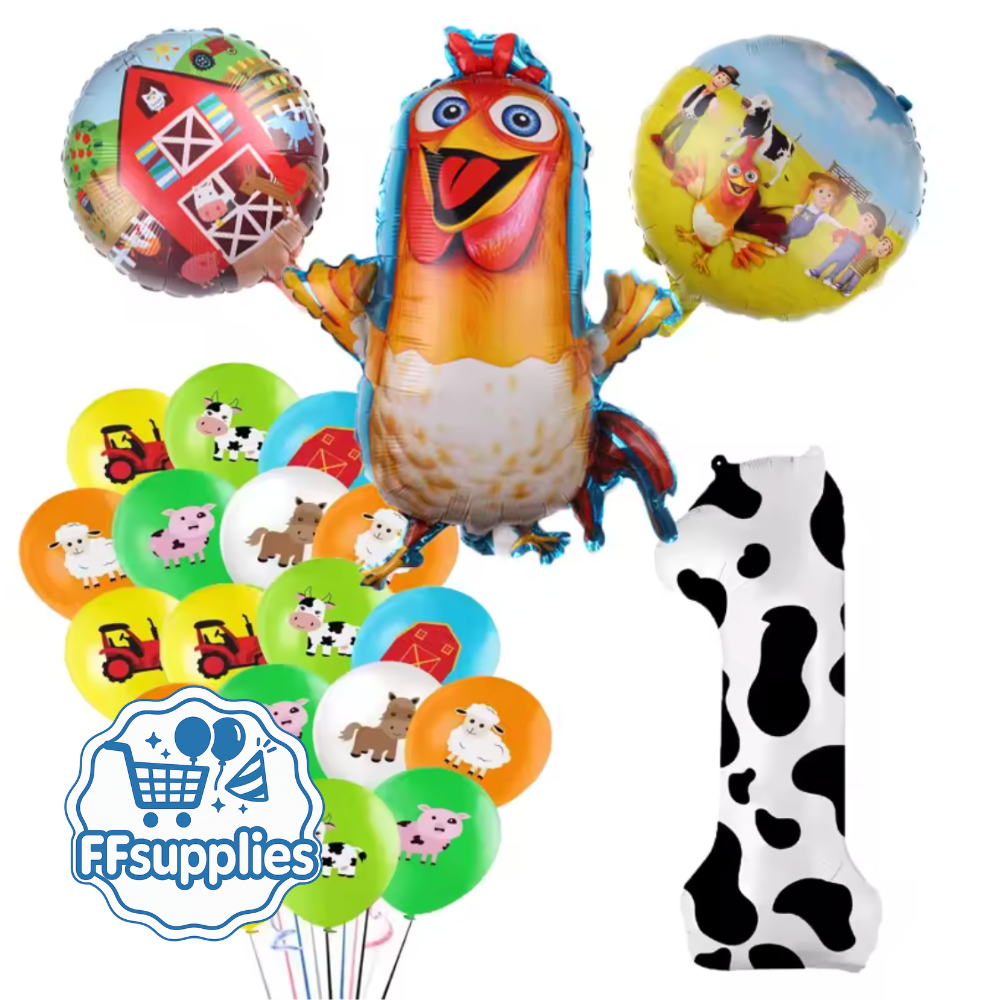 22 Pieces Farm Animal Balloon Set - Number 1
