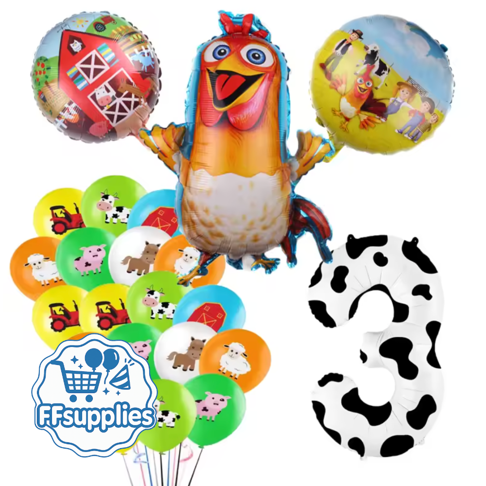 22 Pieces Farm Animal Balloon Set - Number 3