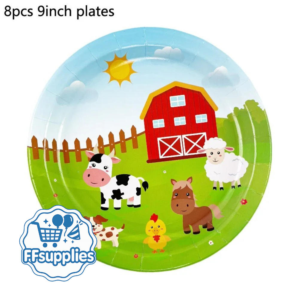 8 Pieces Farm Animal Paper Plates