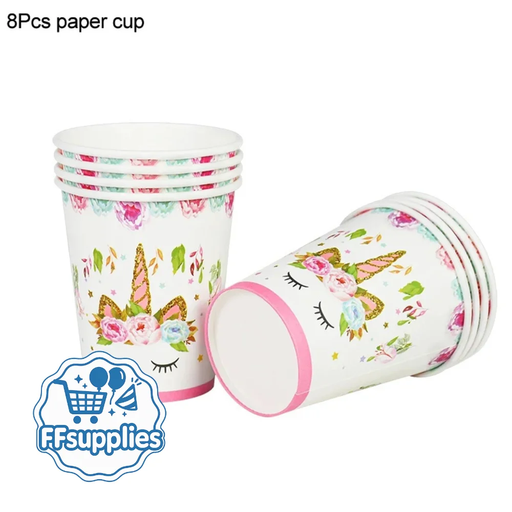 8 Unicorn Paper Cups