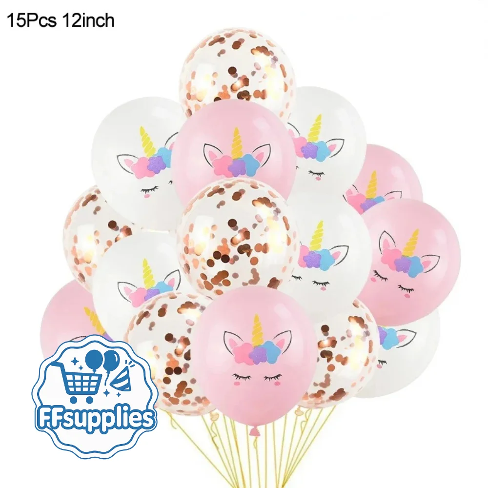 15 Pieces Unicorn Balloons Set