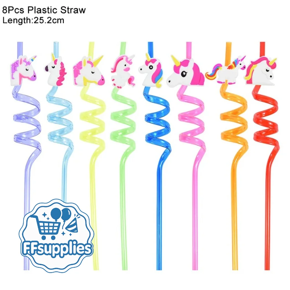 Unicorn Plastic Straws Set