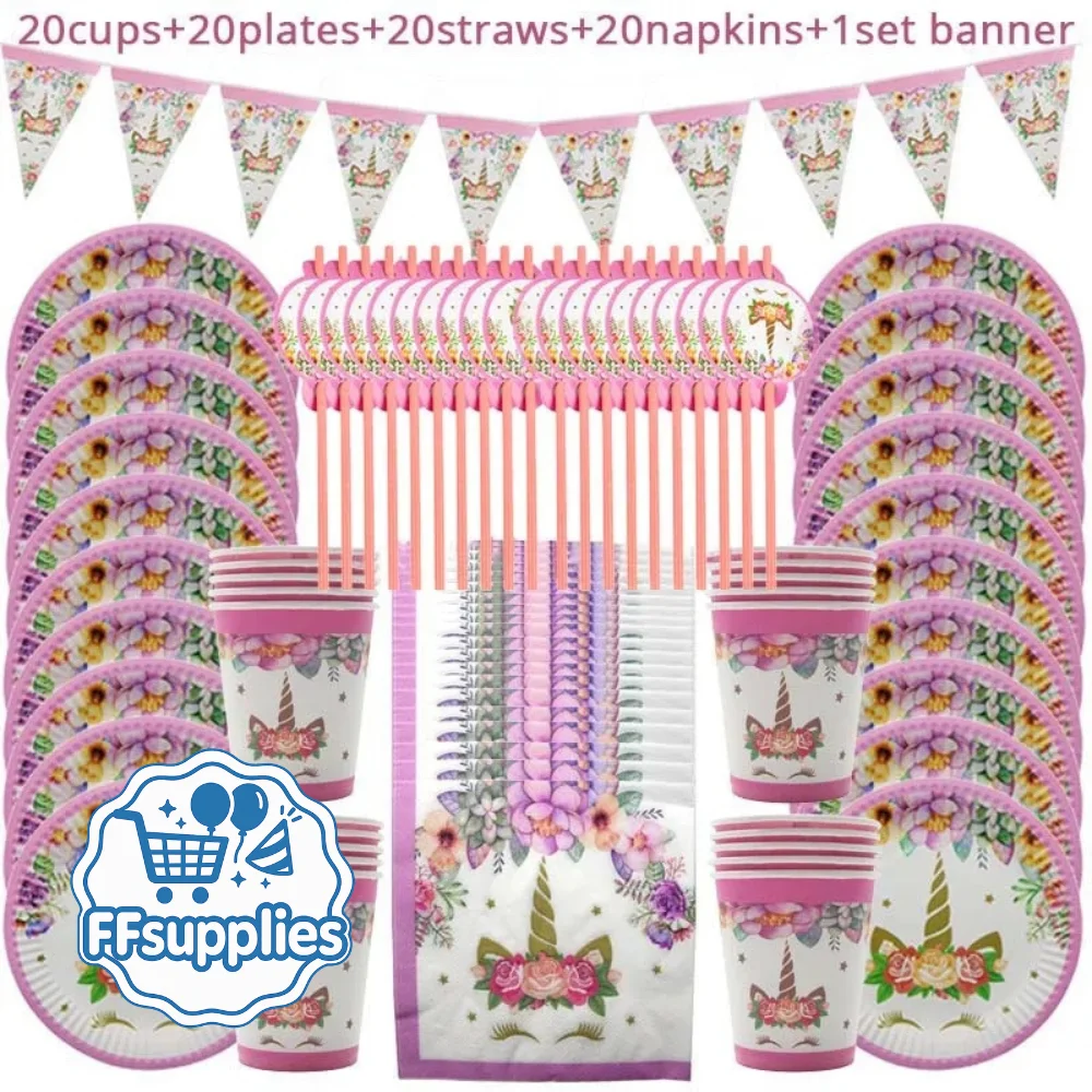 Complete 81 Piece Unicorn Party Supplies Set