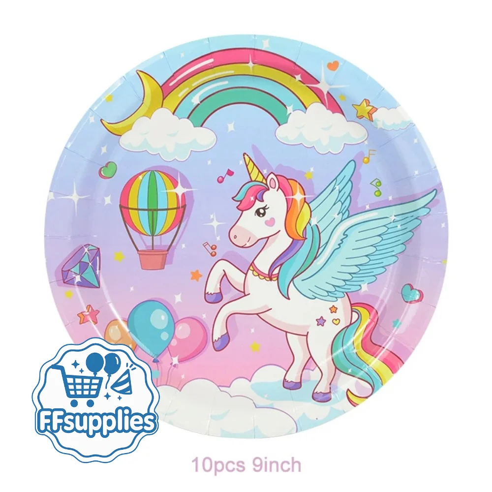 10 Pieces 9 inch Unicorn Party Plates