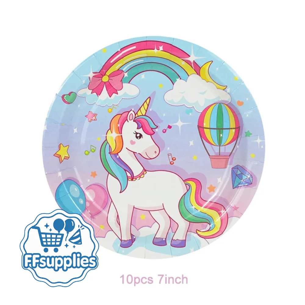 10 Pieces 7inch Unicorn-themed Party Plates