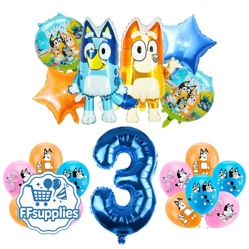 Bluey 19 Pieces Birthday Party Balloons (Age 3)