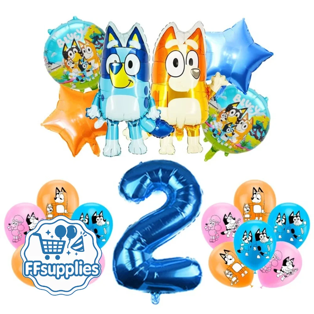 Bluey 19 Pieces Birthday Party Balloons (Age 2)