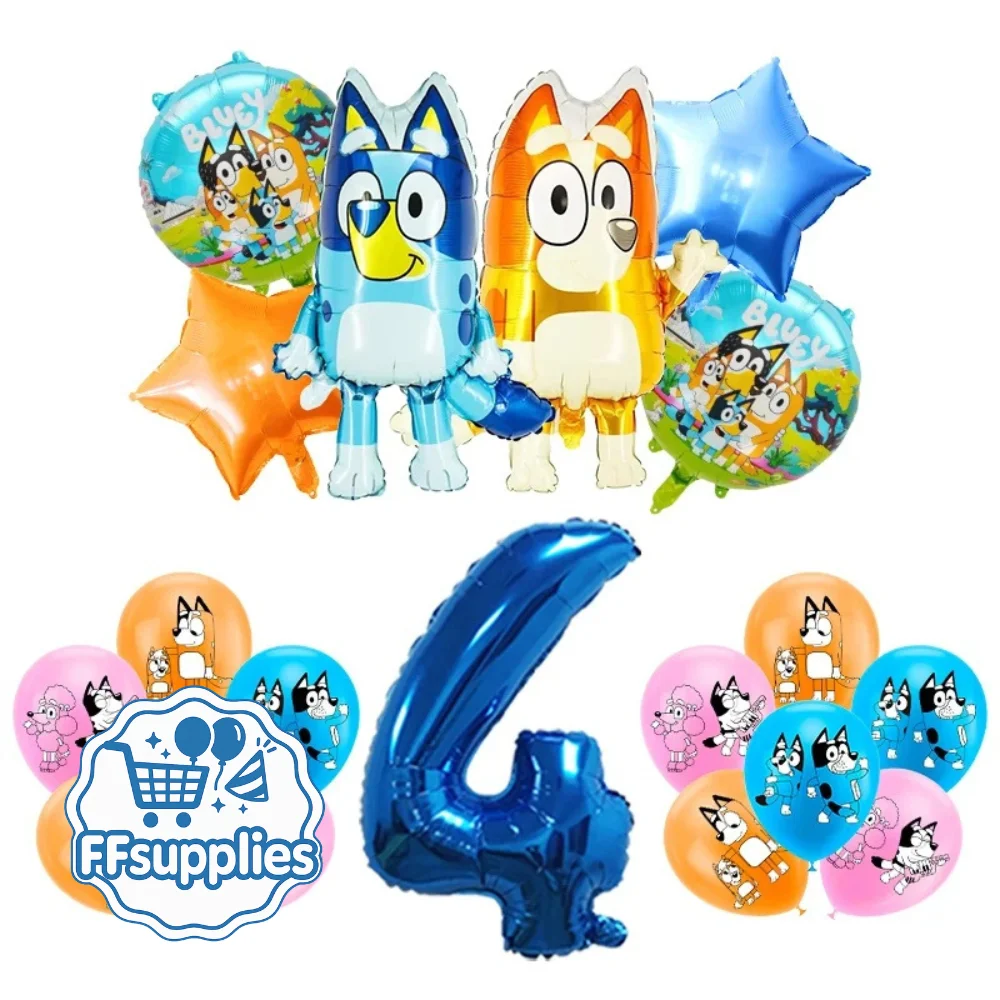 Bluey 19 Pieces Birthday Party Balloons (Age 4)