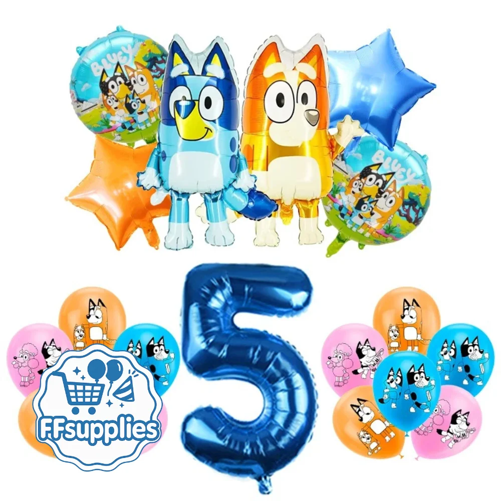 Bluey 19 Pieces Birthday Party Balloons (Age 5)