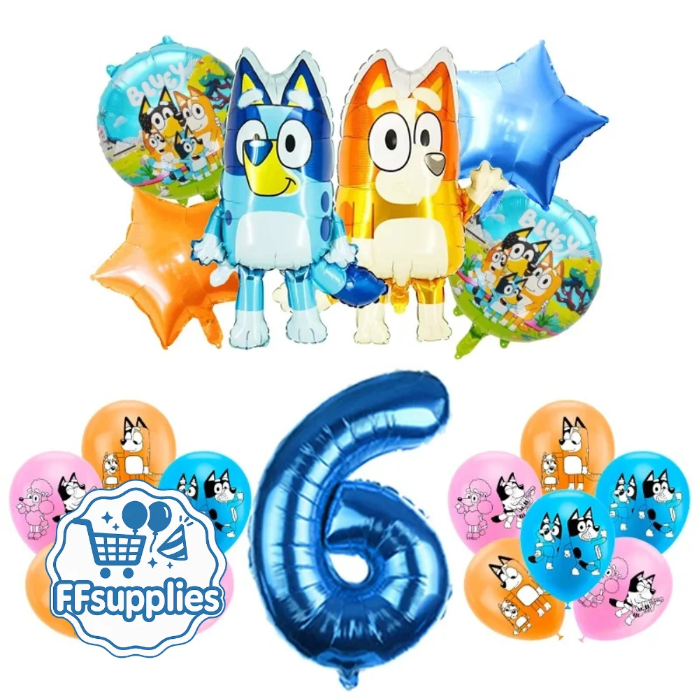 Bluey 19 Pieces Birthday Party Balloons (Age 6)