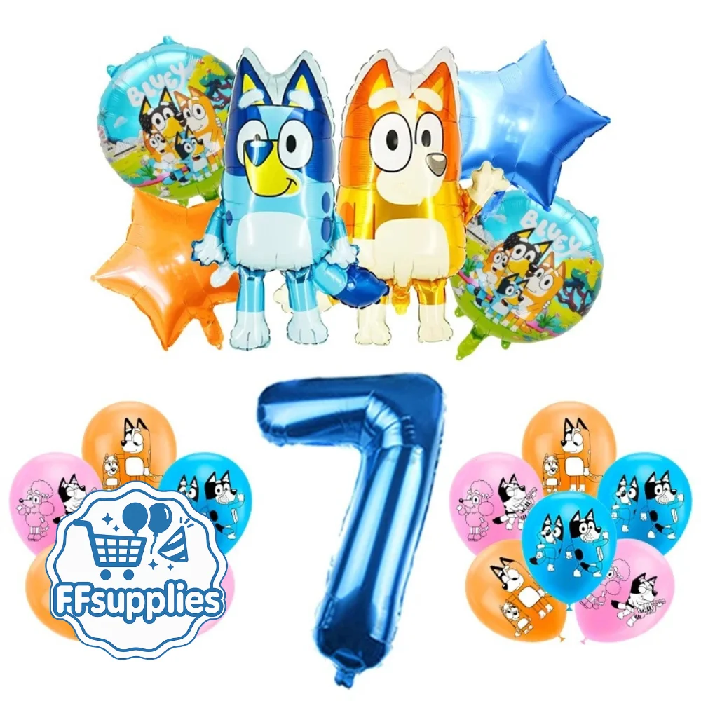 Bluey 19 Pieces Birthday Party Balloons (Age 7)