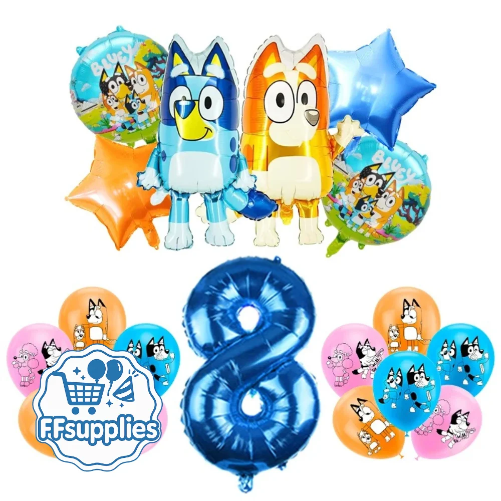Bluey 19 Pieces Birthday Party Balloons (Age 8)