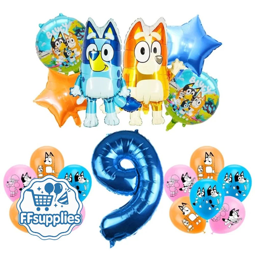 Bluey 19 Pieces Birthday Party Balloons (Age 9)