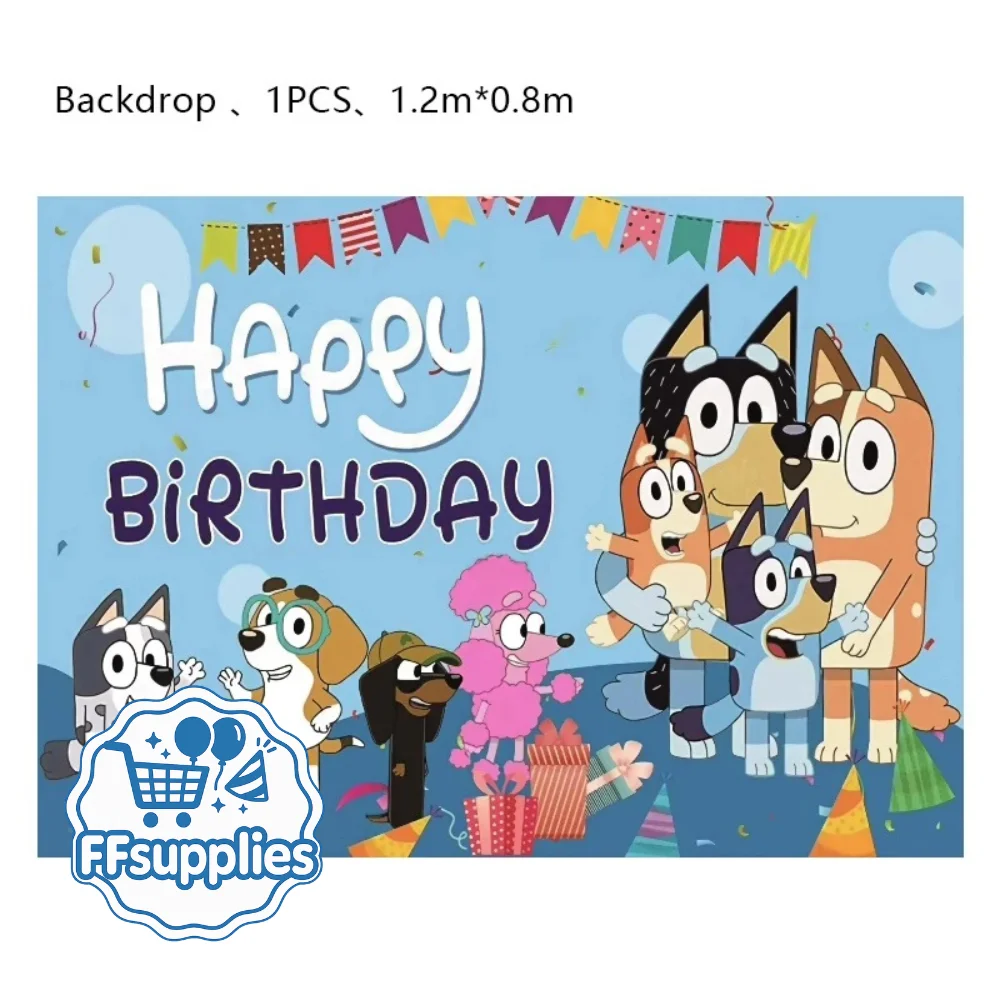 Bluey Happy Birthday Backdrop