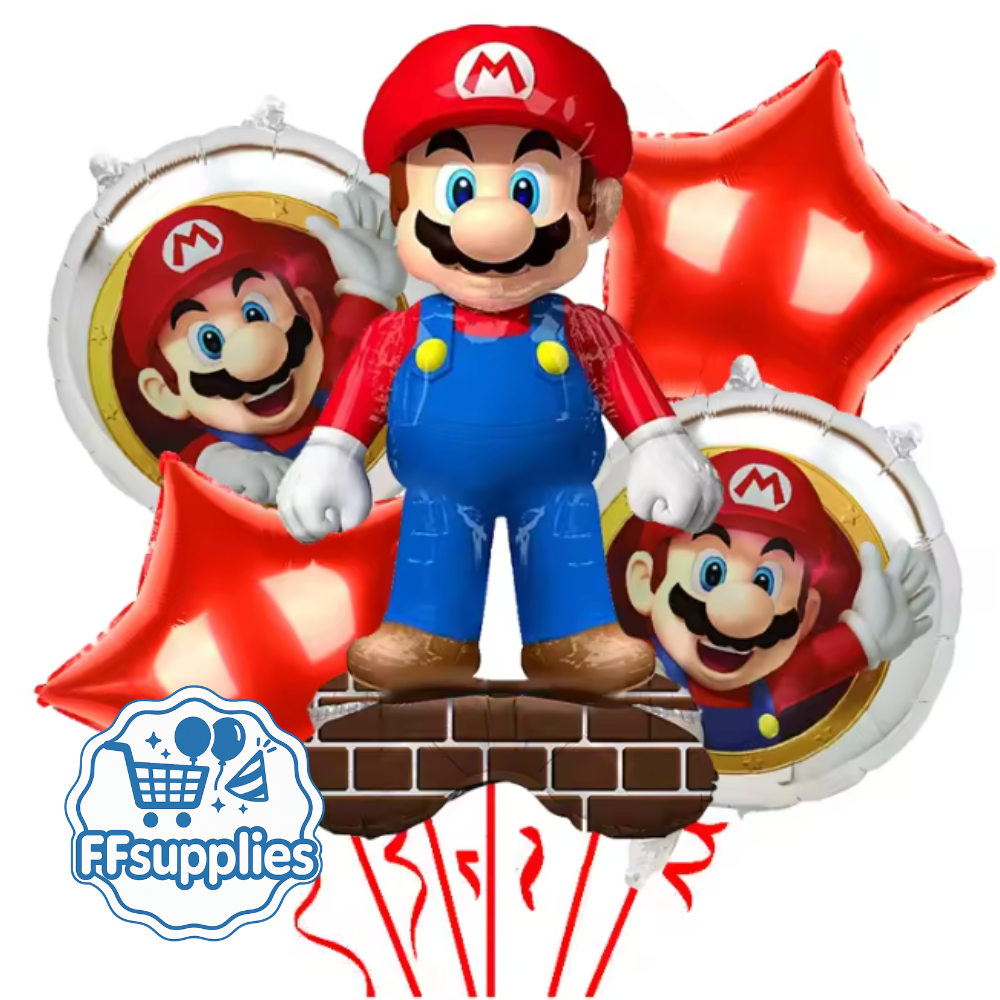 Mario Red And White Balloon Set