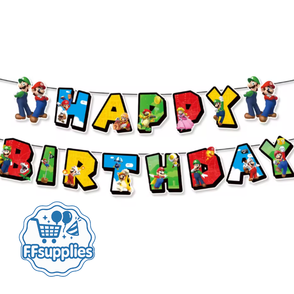 Super Mario Birthday Banner