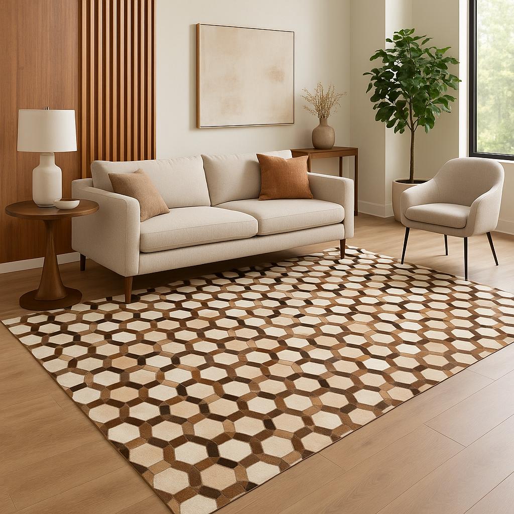Hexahide Harmony Cowhide Patchwork Rug