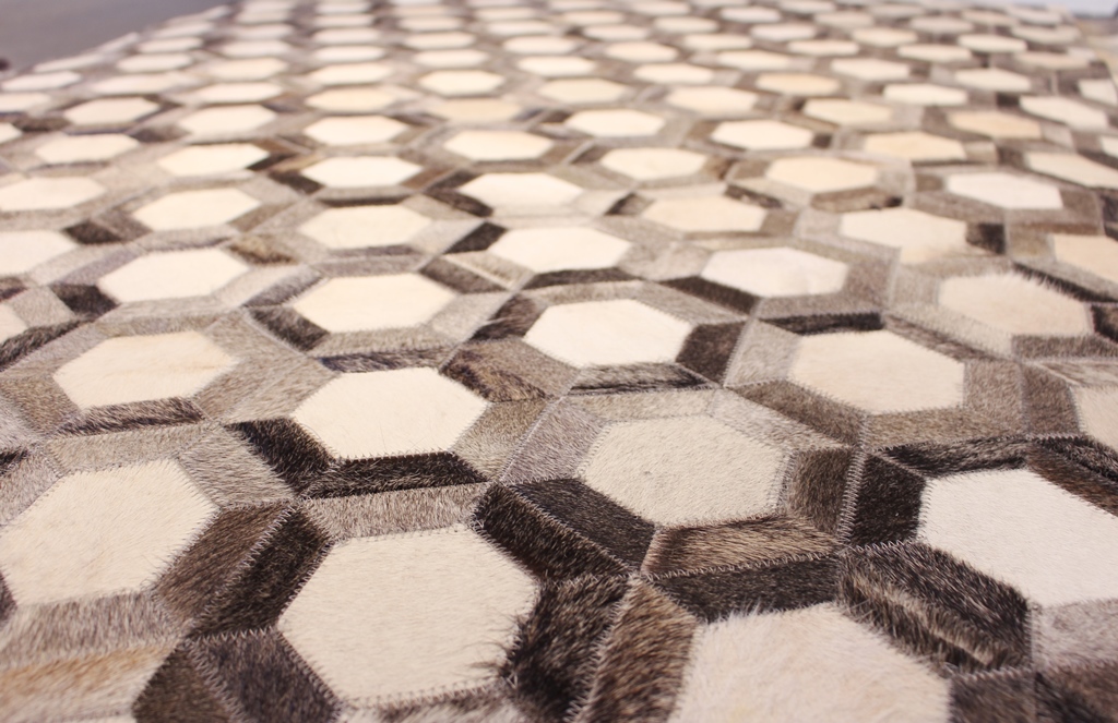 Hexahide Harmony Cowhide Patchwork Rug