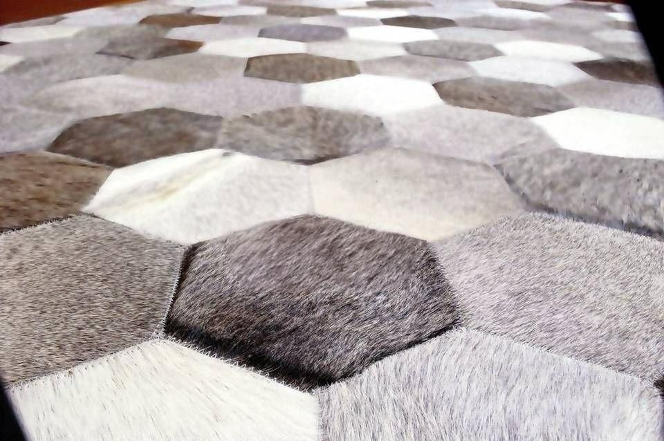 Nordic Hive Grey Cowhide Patchwork Rug