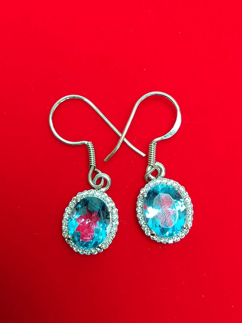 Pendientes de Plata con Cristal Azul