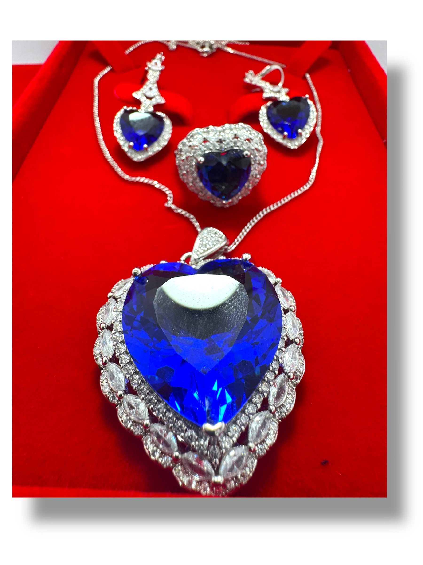 Conjunto de Zafiro corazón 