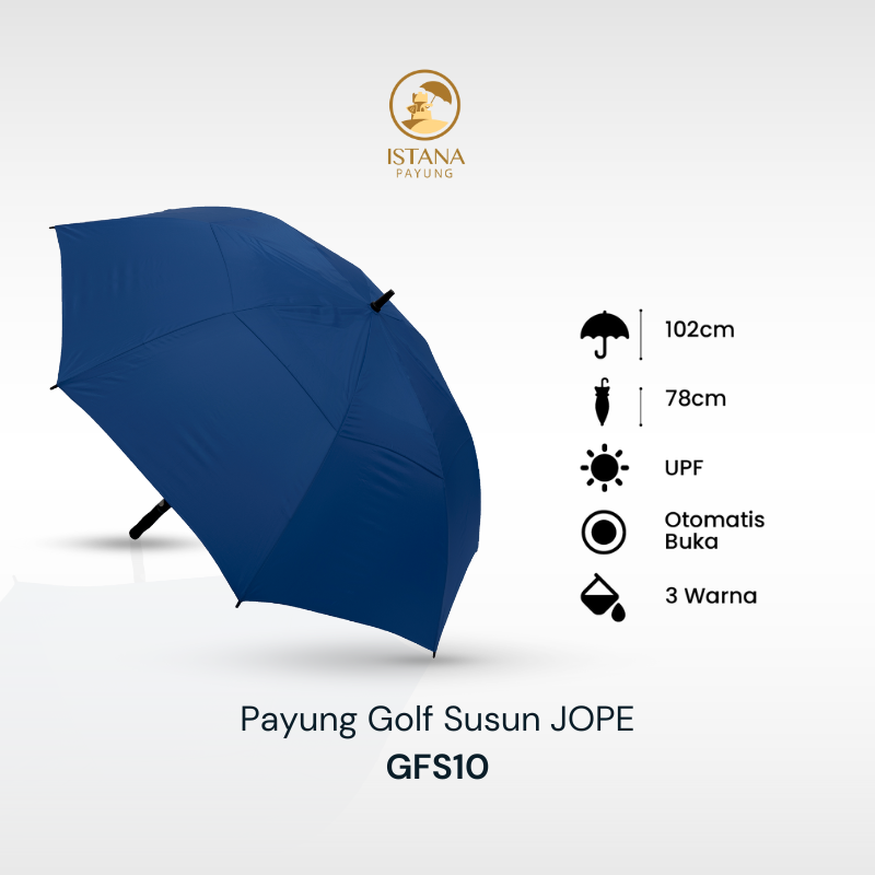 Payung Golf Polos Otomatis Double Susun Dalam Hitam Premium GFS10