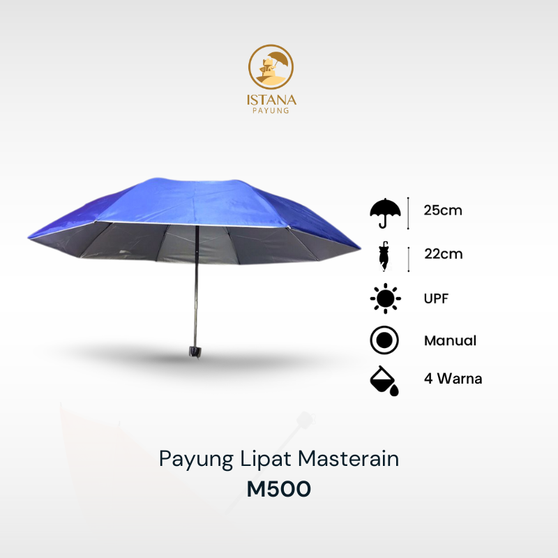 Payung Lipat 3 Polos Manual Dalam Silver Masterain M500