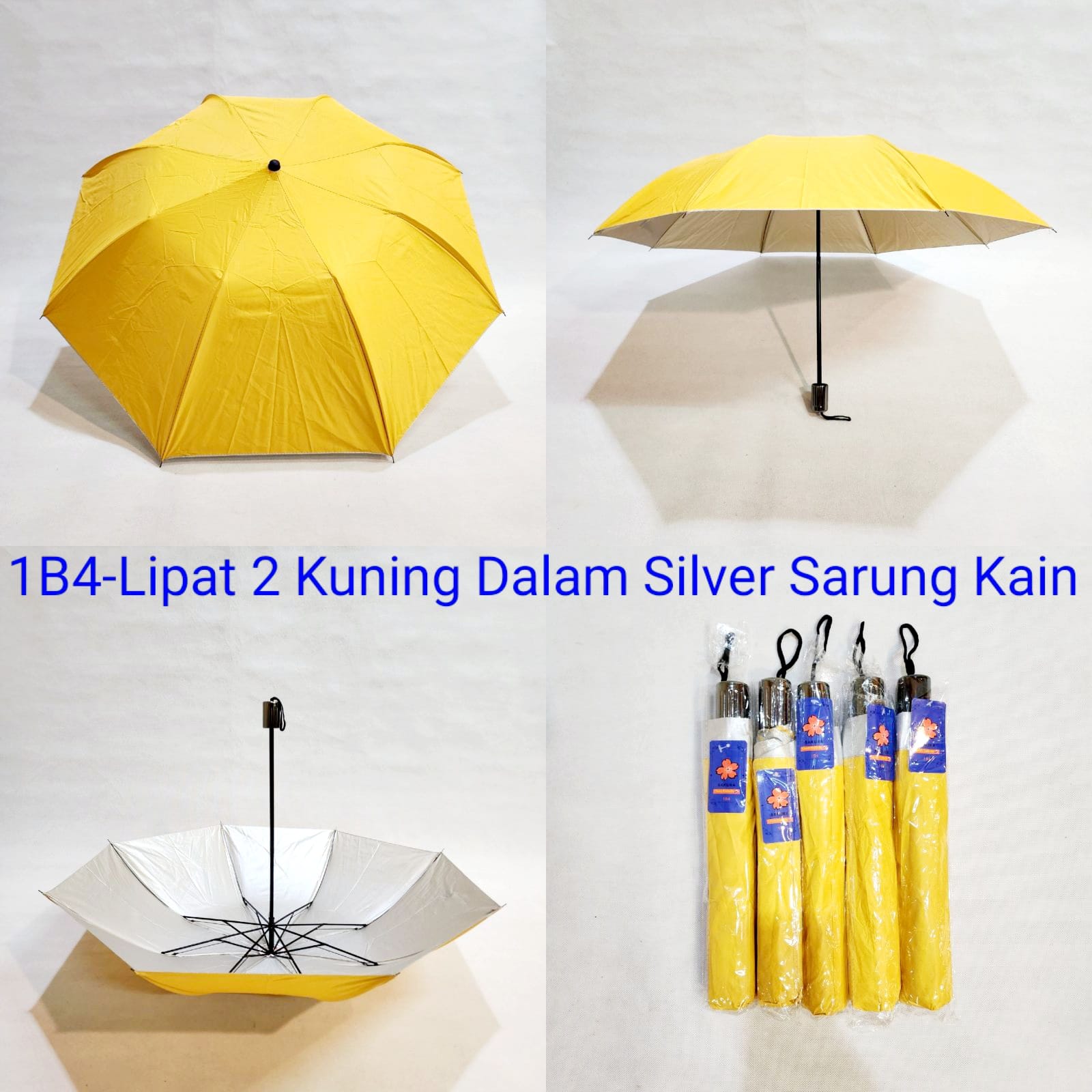 Payung Lipat 2 Polos Manual Dalam Silver Sakura 1B