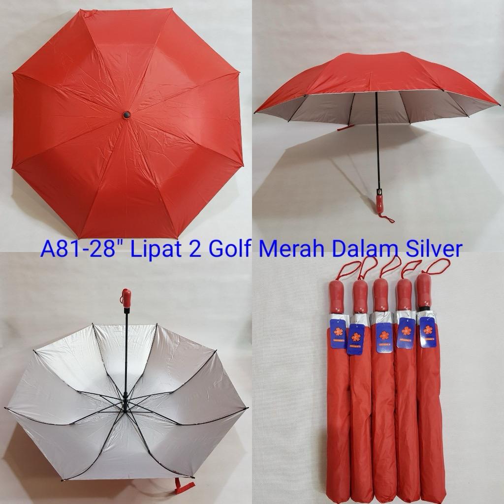 Payung Lipat 2 Polos Manual Dalam Silver Sakura A8