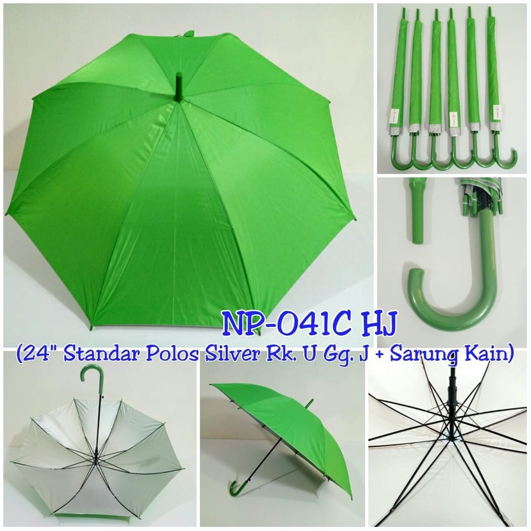 Payung Standard Polos Manual Dalam Silver Gagang J Nagoya NP041C