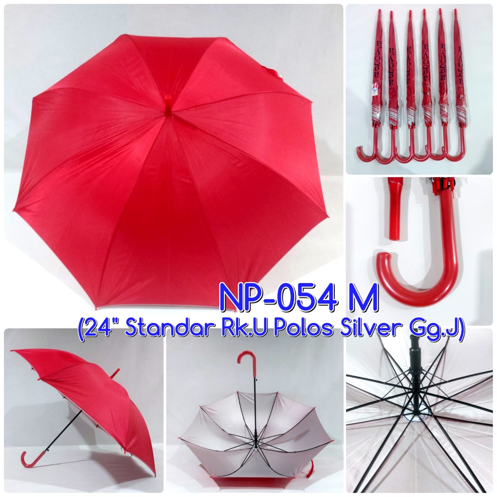 Payung Standard Polos Otomatis Dalam Silver Gagang J Nagoya NP054