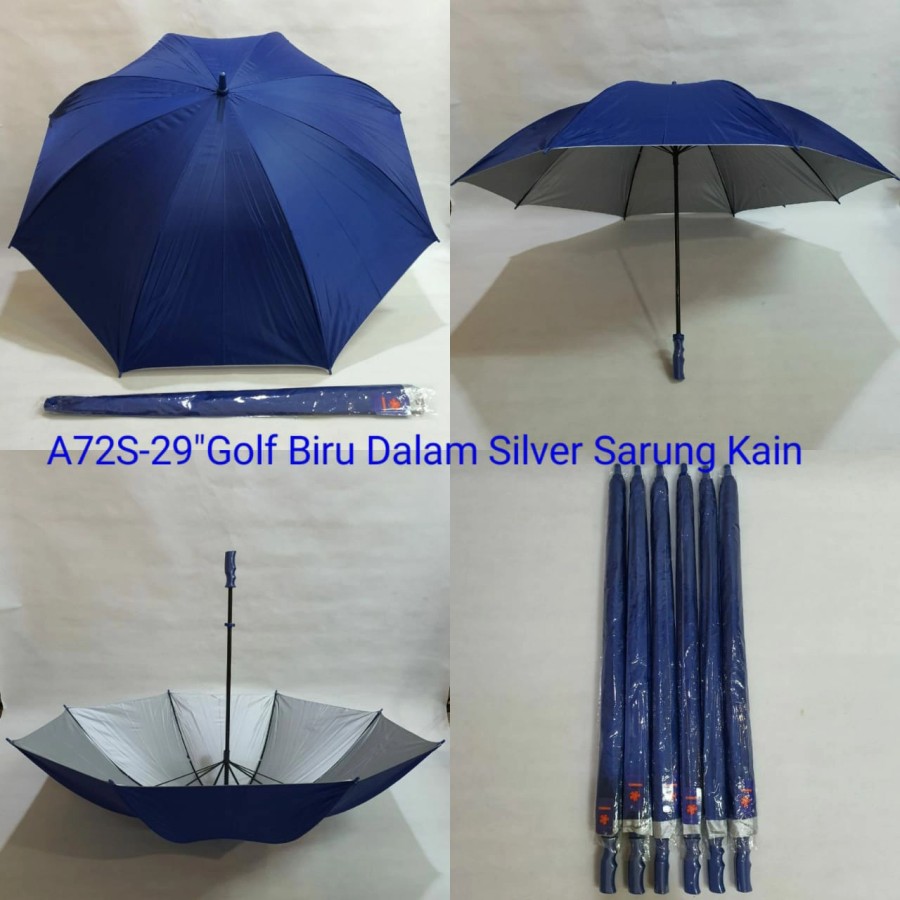 Payung Golf Polos Manual Dalam Silver dengan Sarung Sakura A7S