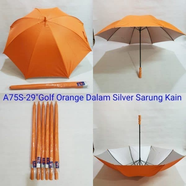 Payung Golf Polos Manual Dalam Silver dengan Sarung Sakura A7S